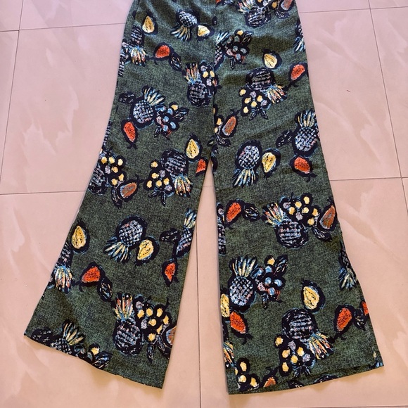 Floral Wide Leg Pants - Green and Multicolor - Picture 14 of 14